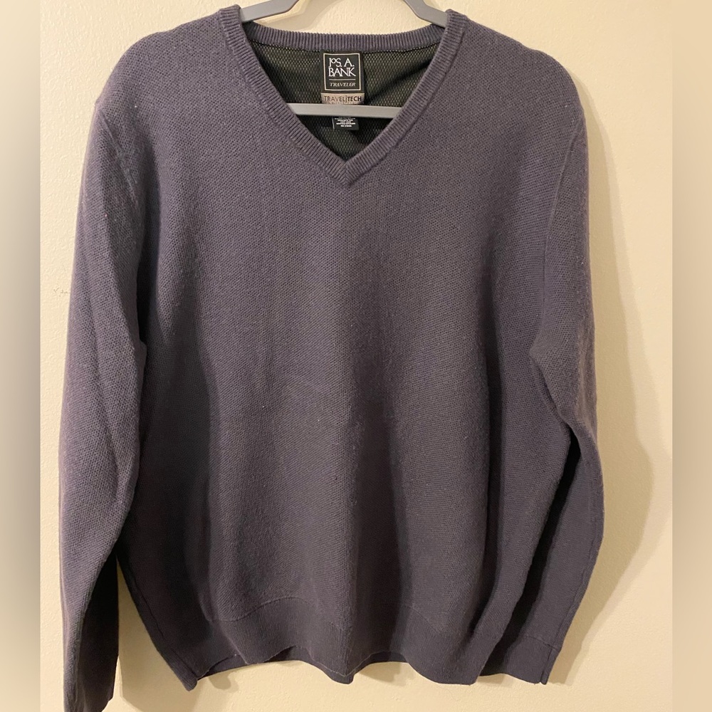 Mens Gray Jos. A. Bank‎ Travelers Collection TravelTech V-Neck Sweater Size XL